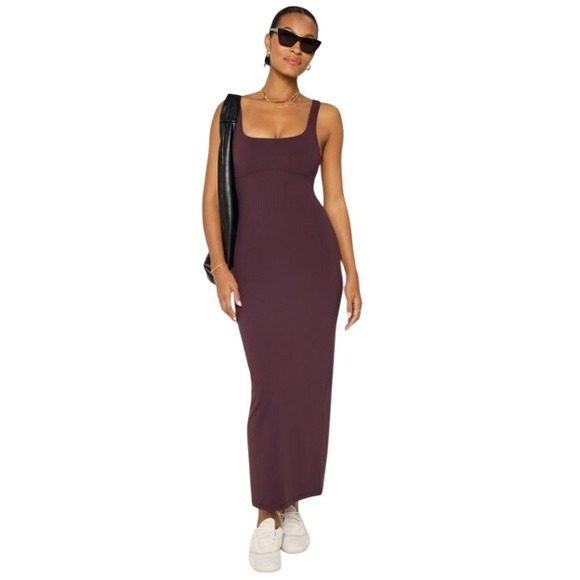 Fabletics Dresses & Skirts - Fabletics Pure Luxe Maxi Dress Oxblood Burgundy Cutout Back Large L Bodycon